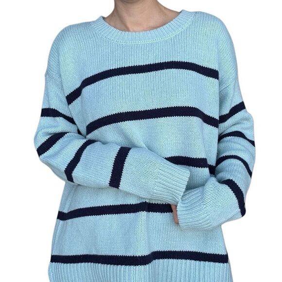 New Lane Bryant Blue Striped Boxy Pullover Chunky Sweater Crewneck Size 18 20 - Picture 10 of 10